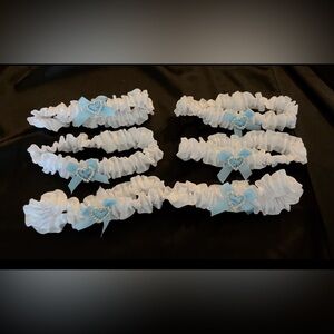 White and Blue Bridal Garters